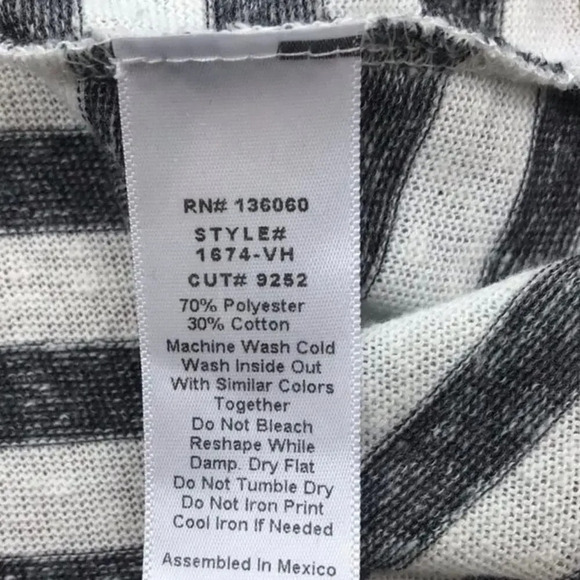 NEW PST by Project Social T Women's Size Large Gray Everyday Striped Tee Shirt - Picture 5 of 6